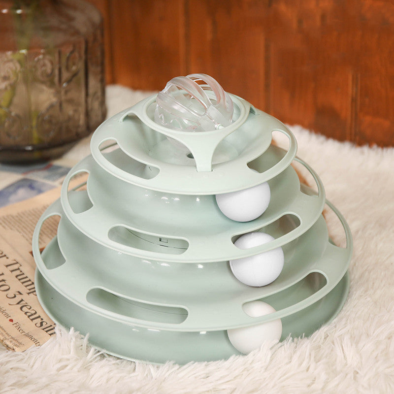 Stacked Turntable Ball Toy for Cats - Interactive Feline Playtime Fun"