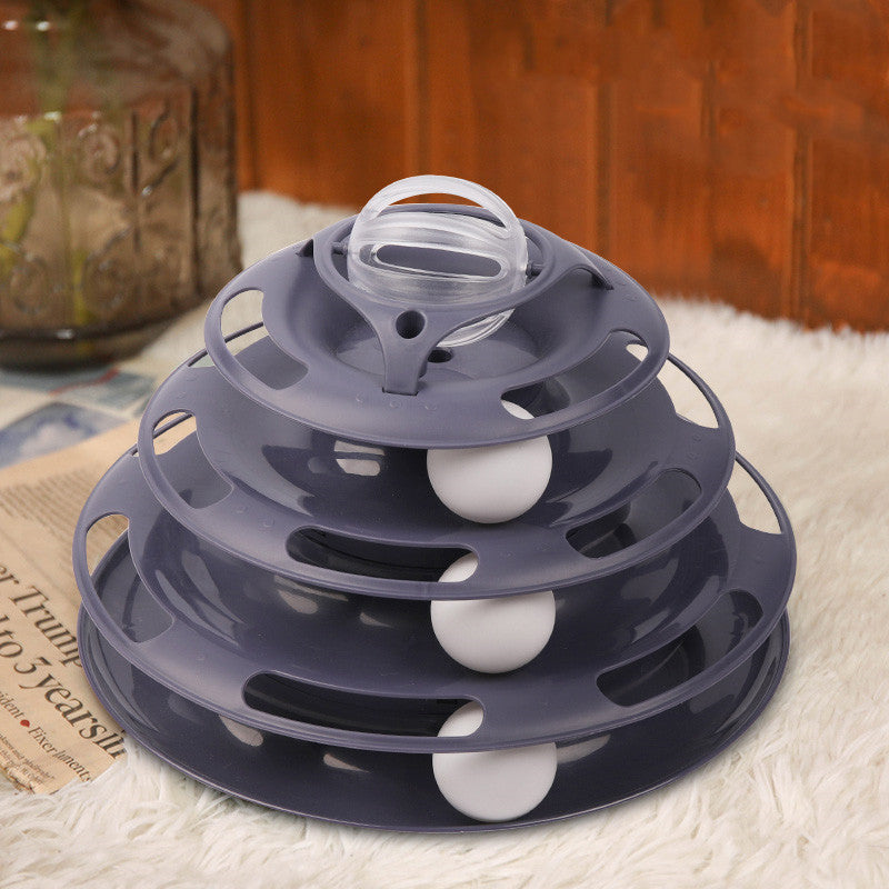 Stacked Turntable Ball Toy for Cats - Interactive Feline Playtime Fun"