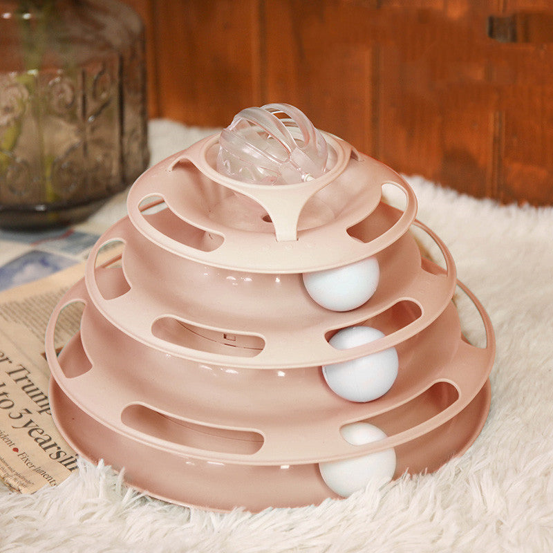 Stacked Turntable Ball Toy for Cats - Interactive Feline Playtime Fun"